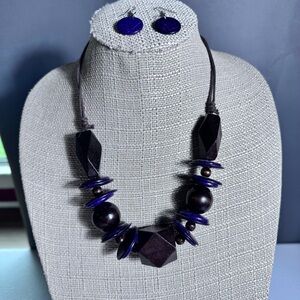 Brown and Purple Wooden Women's Necklace and Earring Set NWOT Offers Welcome